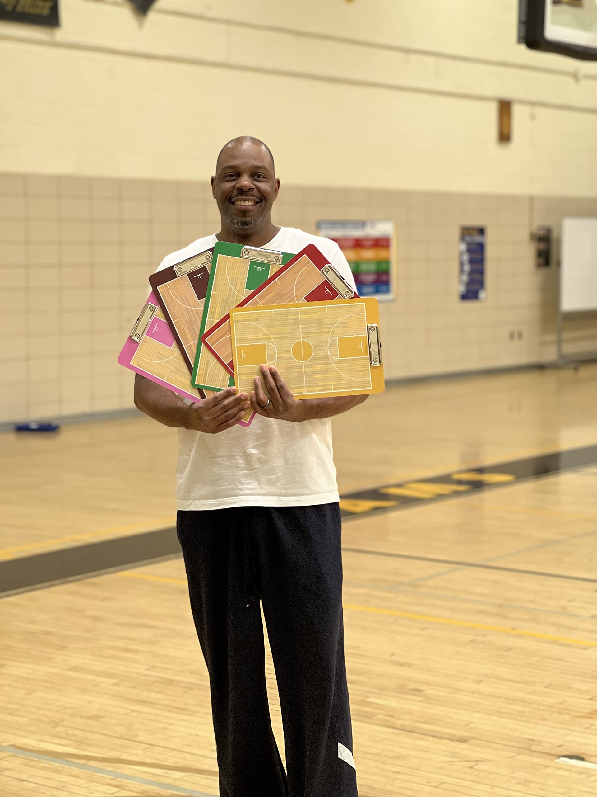 Double-Sided Basketball Coaching Board - Premium Dry Erase Clipboard with Full & Half Court Diagrams (Green) | Perfect for Coaches, Players & Training Sessions