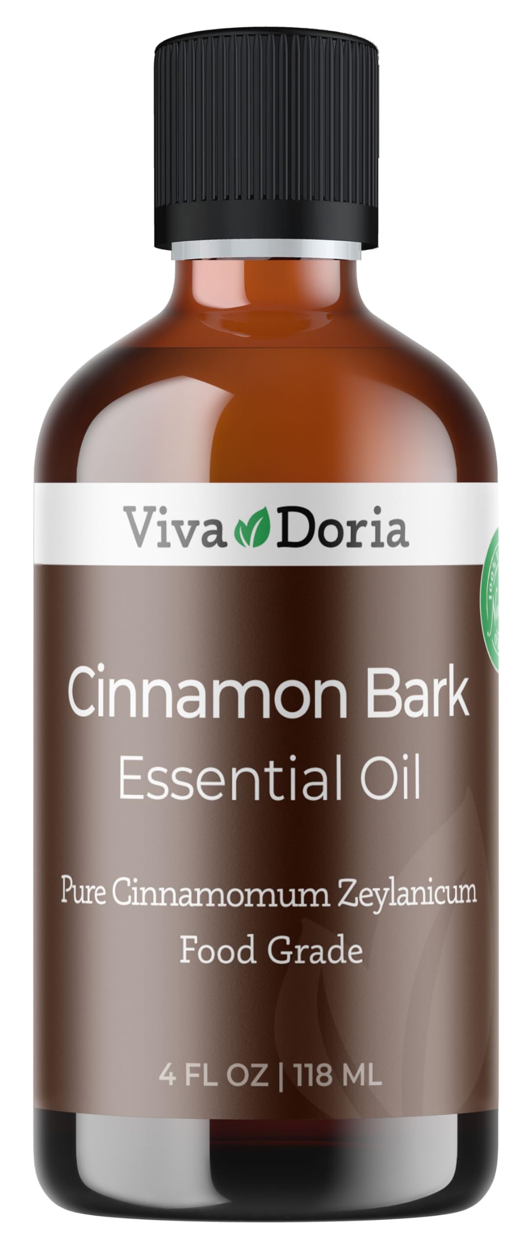 Viva Doria 100% Pure Natural Cinnamon Bark Essential Oil - Undiluted Aromatherapy Oil | Food Grade 4oz (118mL) for Diffusers, Massage & Baking | Relaxing Spice Scent for Home, Spa & DIY Recipes