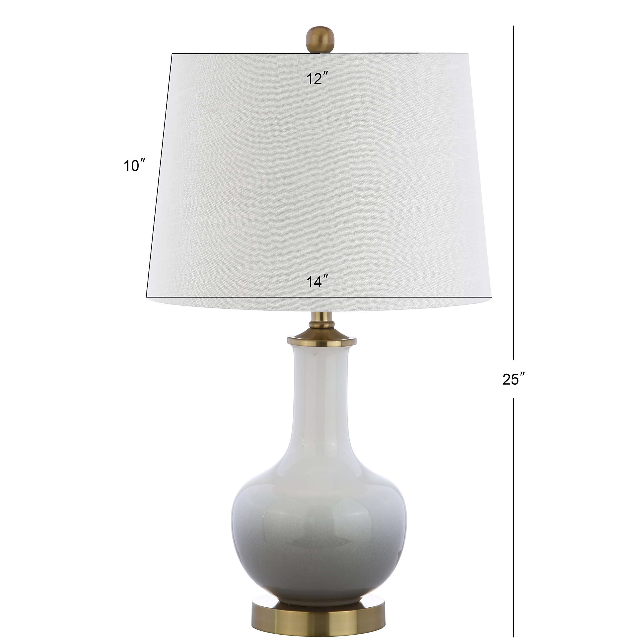 JONATHAN Y JYL3019B 25-Inch Gradient Ceramic & Brass LED Table Lamp - Modern Traditional Nightstand Light for Bedroom, Living Room, Office & Dorm - Includes LED Bulb (White/Grey) - Perfect for Reading, Studying & Ambient Lighting