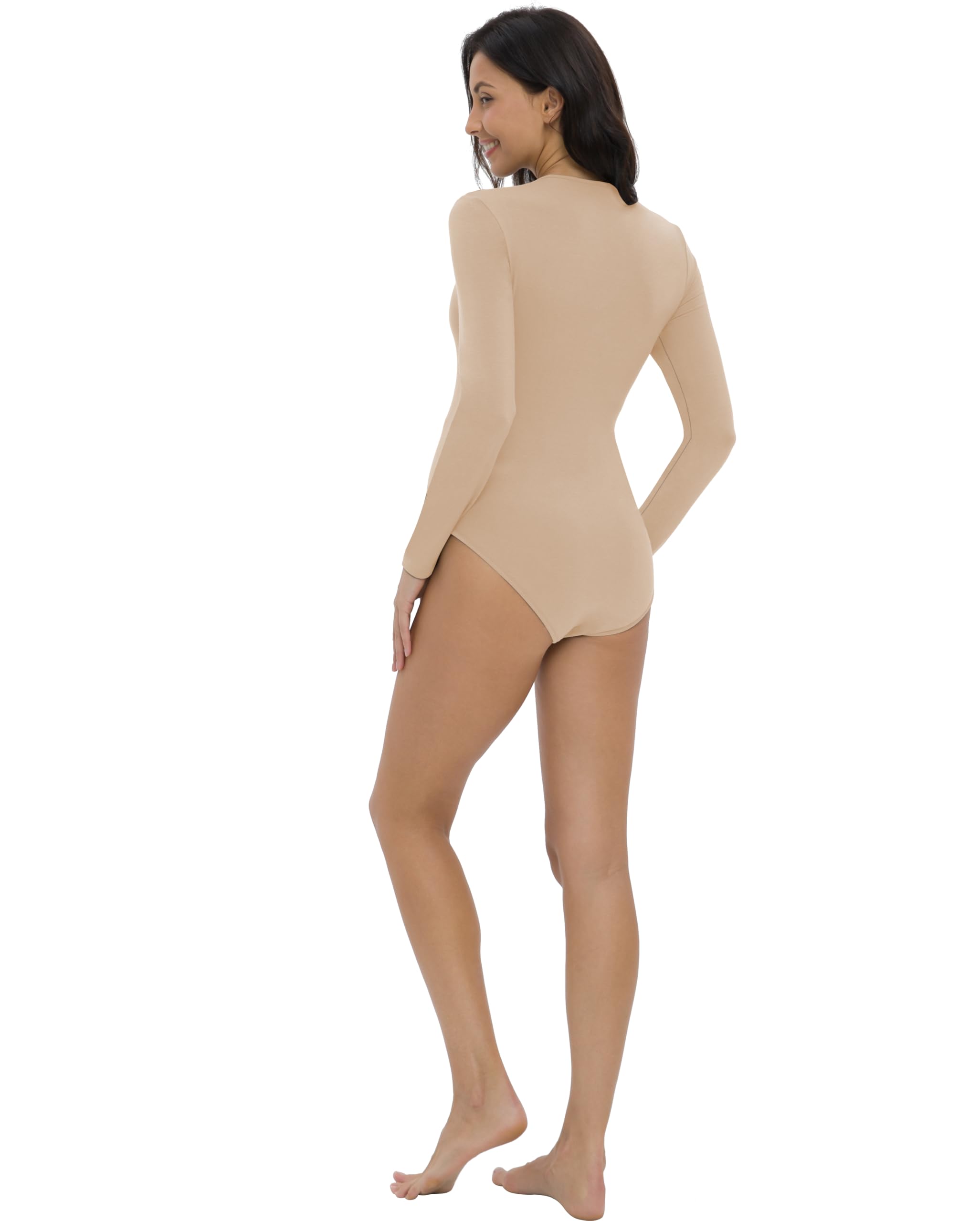 V VOCNI Maternity Bodysuit - Soft Cotton Long Sleeve Pregnancy Shirt & Nursing Top for Expecting Moms | Comfortable Maternity Shapewear for Work, Casual Wear & Baby Shower Events