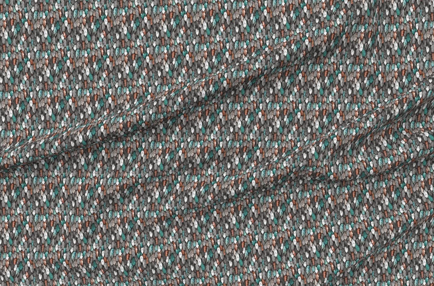 Flight Feathers Graying Owl Gray Grayscale Boho Printed Upholstery Velvet Fabric by The Yard - Spoonflower Fabric for Home Decor, Apparel & DIY Projects | Perfect for Curtains, Pillows, Dresses & Crafting