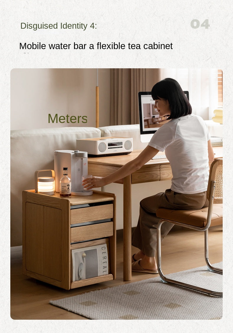 Solid Wood Mobile Nightstand - Oak, Cherry, Black Walnut - Perfect for Bedroom, Living Room & Small Spaces