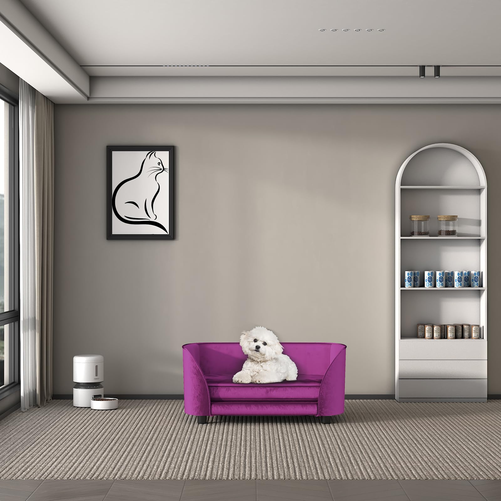 Premium Pet Sofa Bed for Small Dogs & Cats - Washable Velvet Cushion with Wooden Frame - Cozy Pet Couch for Puppies, Kittens & Small Pets (Purple) - Perfect for Living Room, Bedroom & Pet Napping Spaces