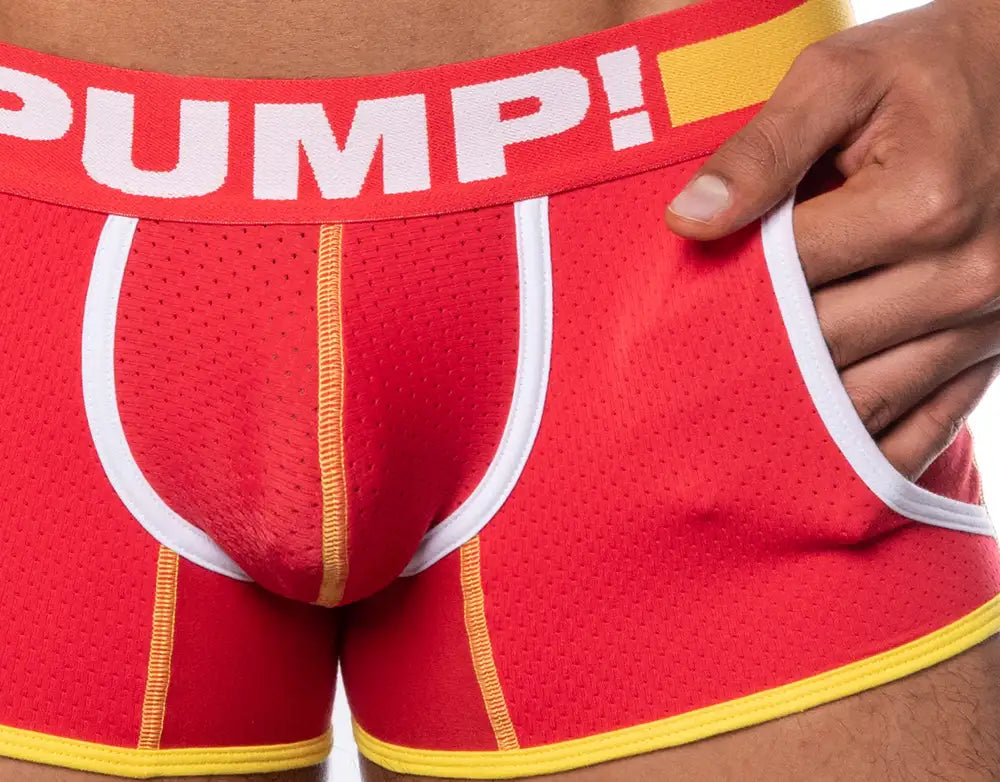 PUMP! Flash Jogger Mesh Boxer Briefs for Men - Breathable Red Underwear for Running, Gym & Everyday Comfort