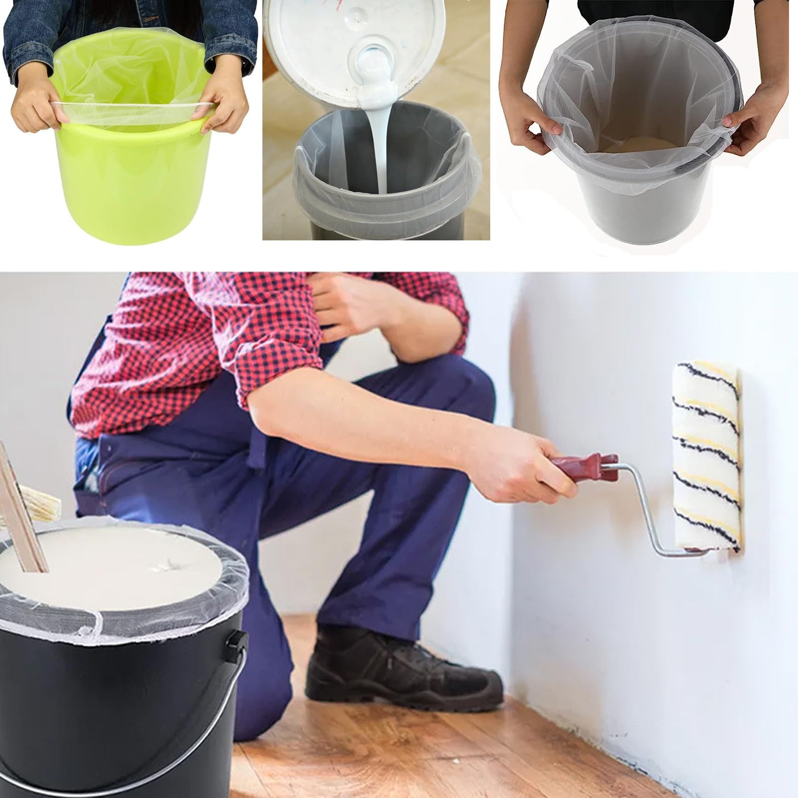 20Pcs 5 Gallon Paint Strainer Bags - White Fine Mesh Filters with Elastic Opening for Hydroponics, Painting, Gardening | Perfect for DIY Projects, Home Renovation & Professional Use