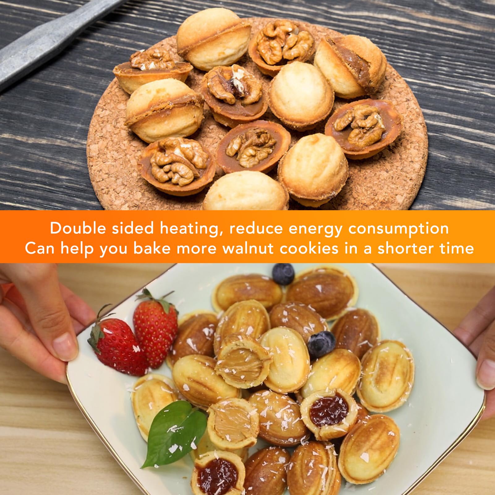 12-Piece Walnut Cookie Maker Set - Oreshki Mold for Homemade Russian Walnut Cookies - Perfect for Baking, Candy Making & Holiday Gifts