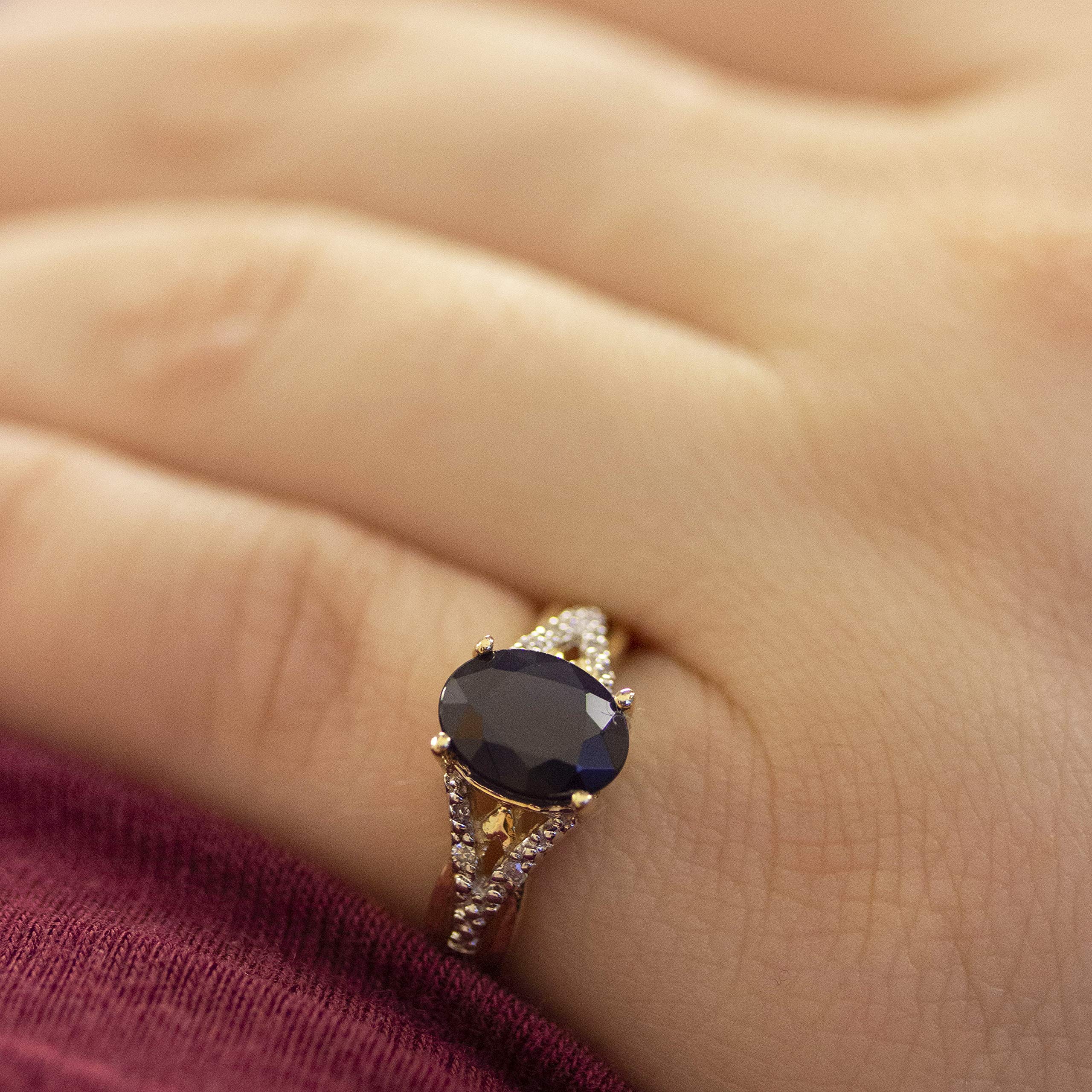 10K White Gold Sapphire and Diamond Ring for Women - Elegant Engagement, Wedding, or Anniversary Jewelry Gift