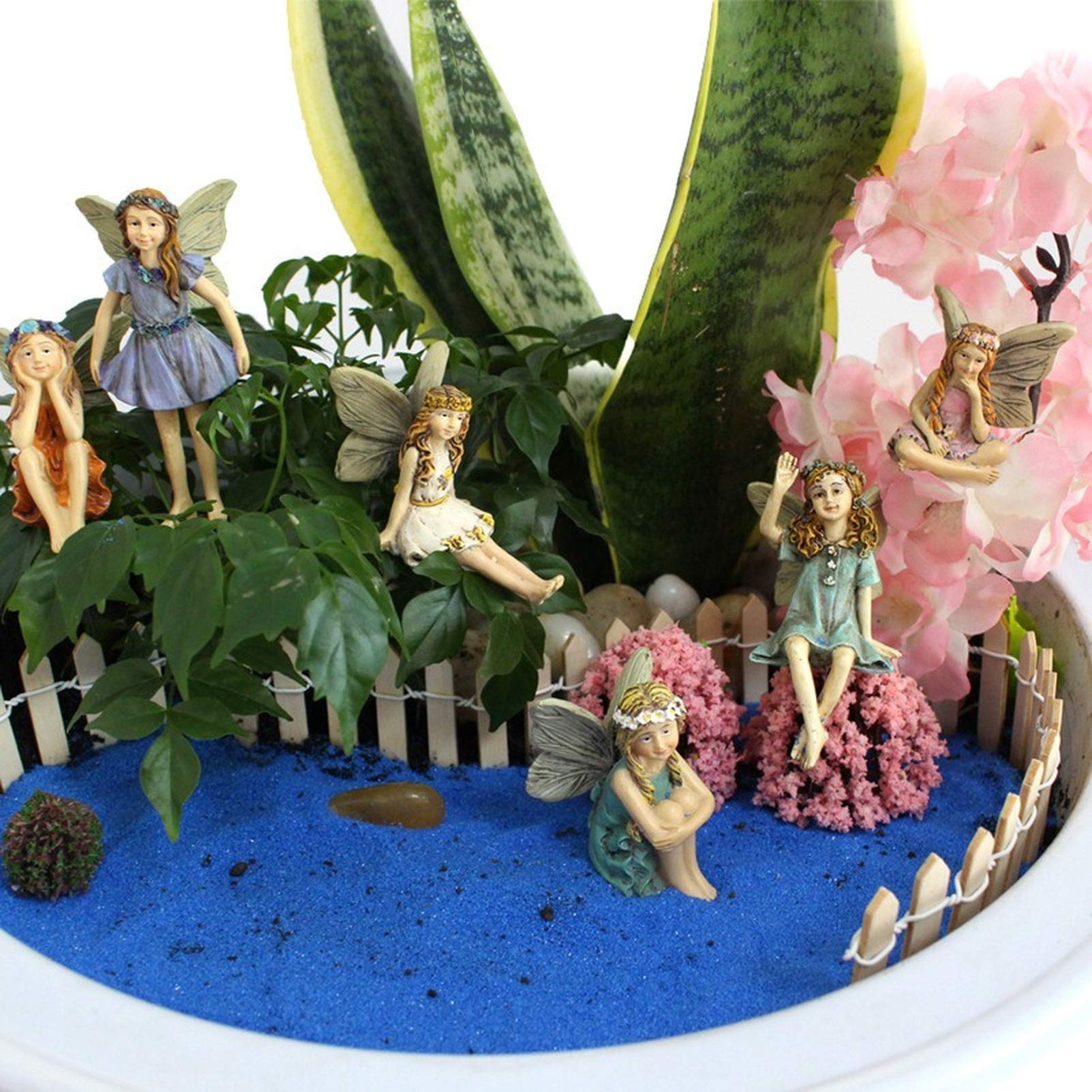 Set of 6 Miniature Fairy Garden Figurines - Flower Fairies with Wings, Pixie Family Decor for Home & Garden - Perfect for Fairy Gardens, Terrariums & DIY Crafts