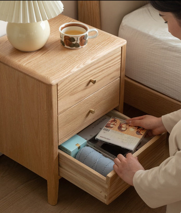Solid Wood Nightstand - Oak & Cherry Wood Bedside Table for Bedroom, Modern & Rustic Style | Perfect for Bedrooms, Guest Rooms & Home Decor
