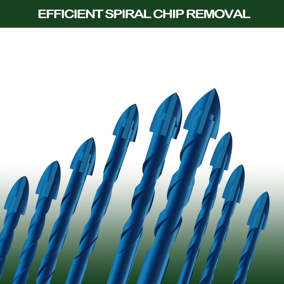 10-Piece Masonry Drill Bit Set - Carbide Tipped Concrete Drill Bits for Tile, Brick, Cement & Wood (3/16” to 1/2”) - Perfect for DIY Home Renovation & Construction Projects
