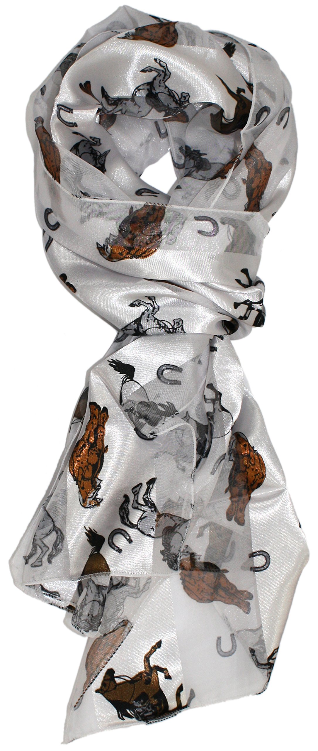 Ted & Jack - Stylish Equestrian Horse Print Silk Feel Scarf for Women - Fashionable Horse Riding Accessory & Elegant Outfit Enhancer - Perfect for Equestrian Events, Casual Wear and Gift Giving