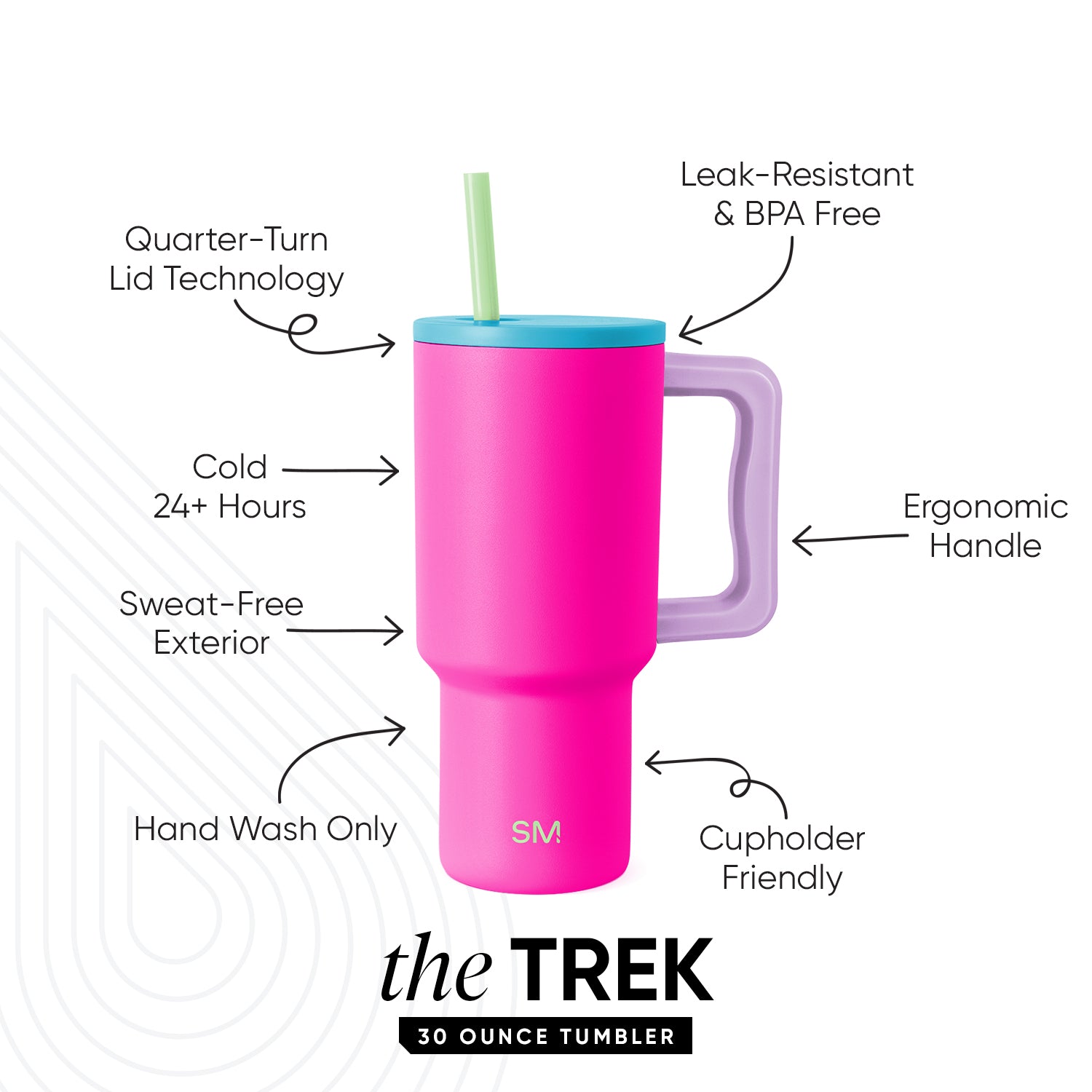 Premium Trek Tumbler 30oz Stainless Steel Vacuum Insulated Water Bottle - Keeps Drinks Hot/Cold for 24 Hours - Leakproof Travel Mug for Hiking, Camping & Outdoor Adventures