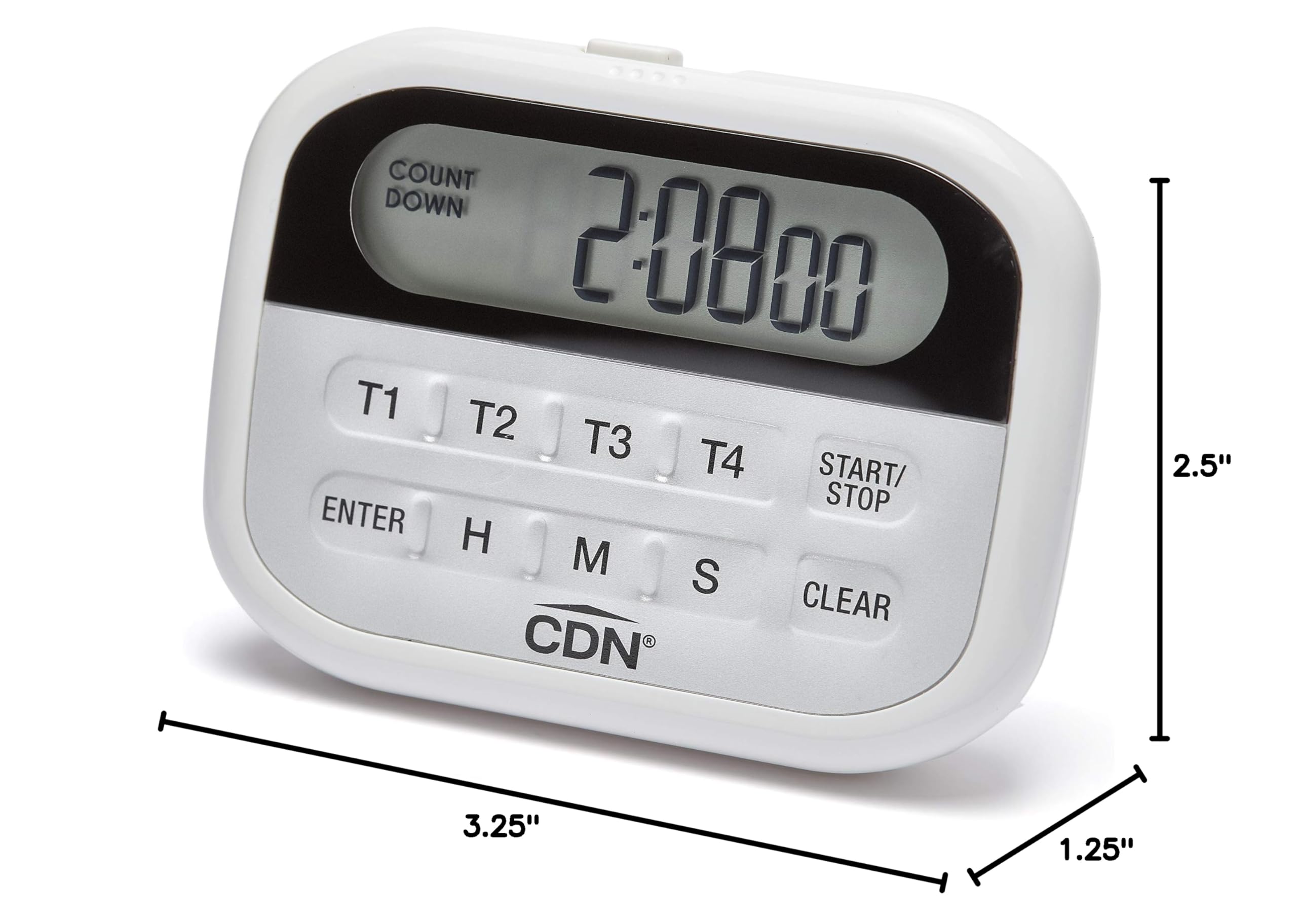 CDN PT2 Component Design Northwest 4-Event Digital Timer Clock - White | Programmable Kitchen Timer for Cooking, Baking, and Home Use