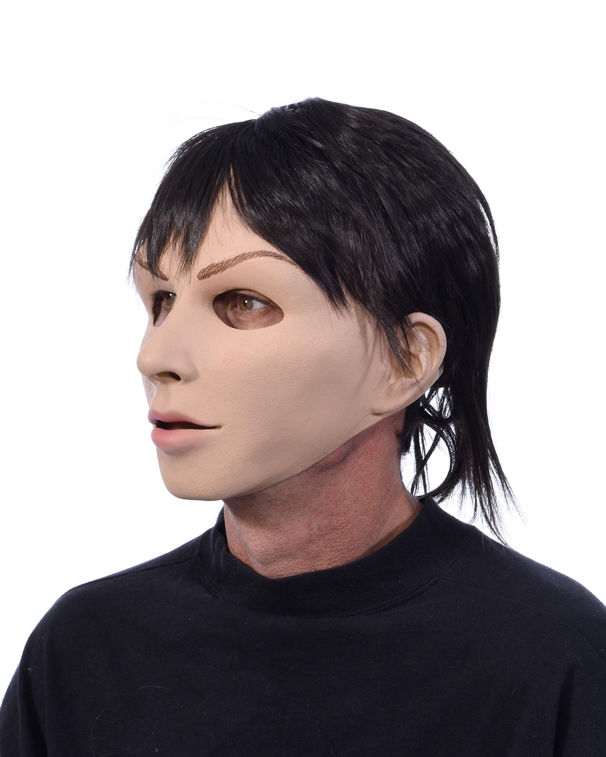 Zagone Studios Alex - Realistic Latex Female & Male Character Mask with Attached Wig - Perfect for Cosplay, Halloween Costumes, and Theatrical Performances
