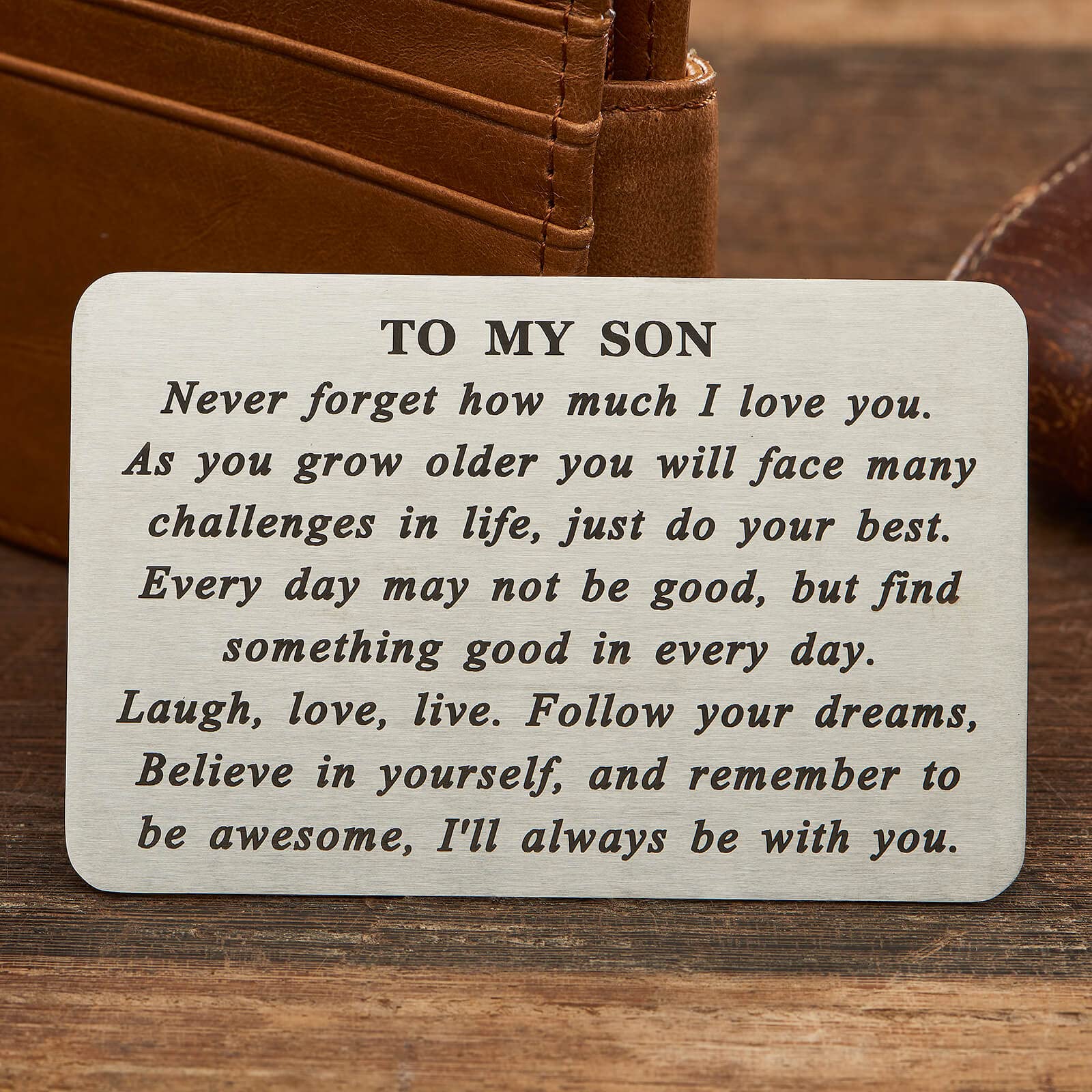 Encouraging Son Wallet Card - Inspirational Graduation Birthday Back to School Gift for Boys & Men | Thoughtful Present from Mom | Perfect for Daily Use, Special Occasions & Keepsakes