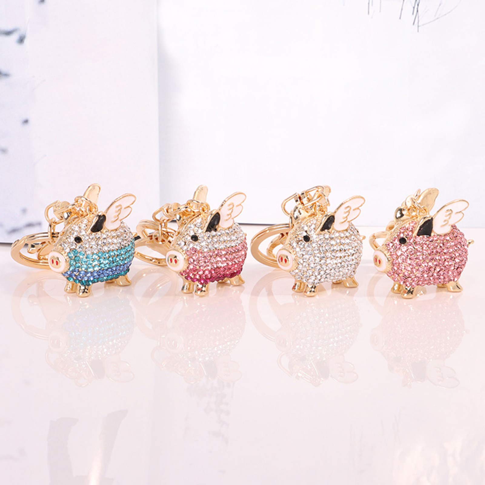 Sparkling Rhinestone Flying Pig Keychain - Stylish Key Ring Holder for Women & Men | Perfect for Car Keys, Gifts & Bag Accessories