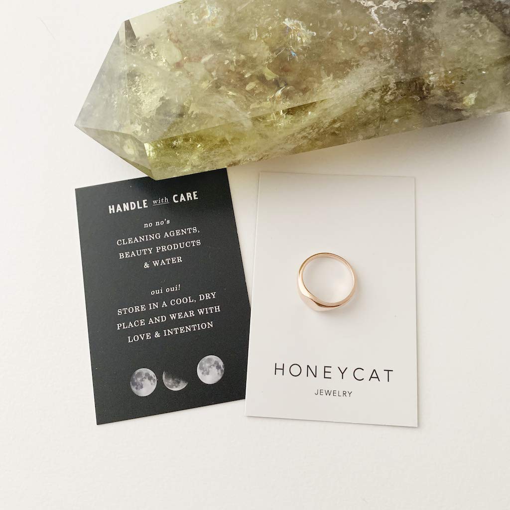 Honeycat Signet Ring for Women - Minimalist & Delicate Gold, Rose Gold or Silver Jewelry - Perfect for Everyday Wear, Gift Giving & Special Occasions
