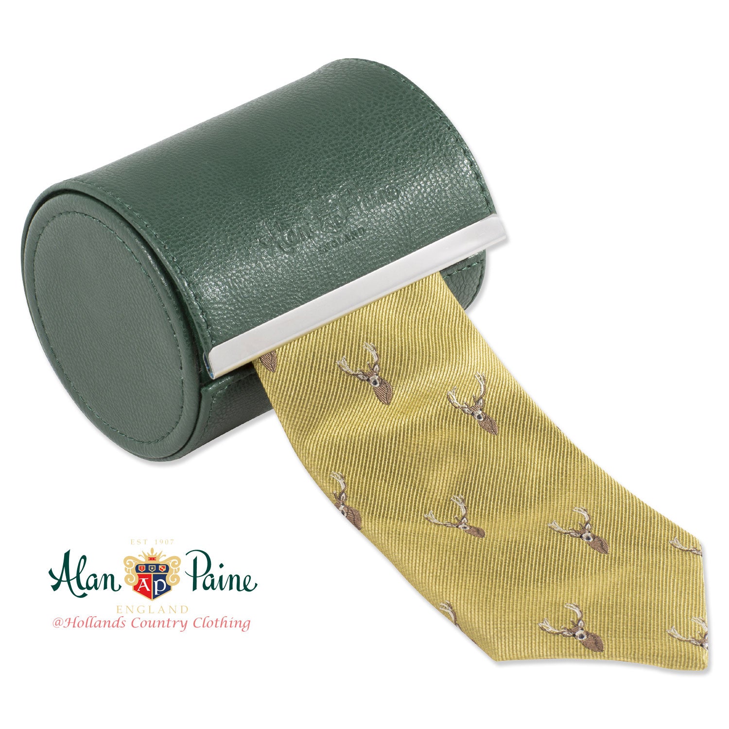 Alan Paine Ripon Silk Tie with Stag's Head Design - Elegant Men's Necktie for Business, Weddings & Formal Occasions