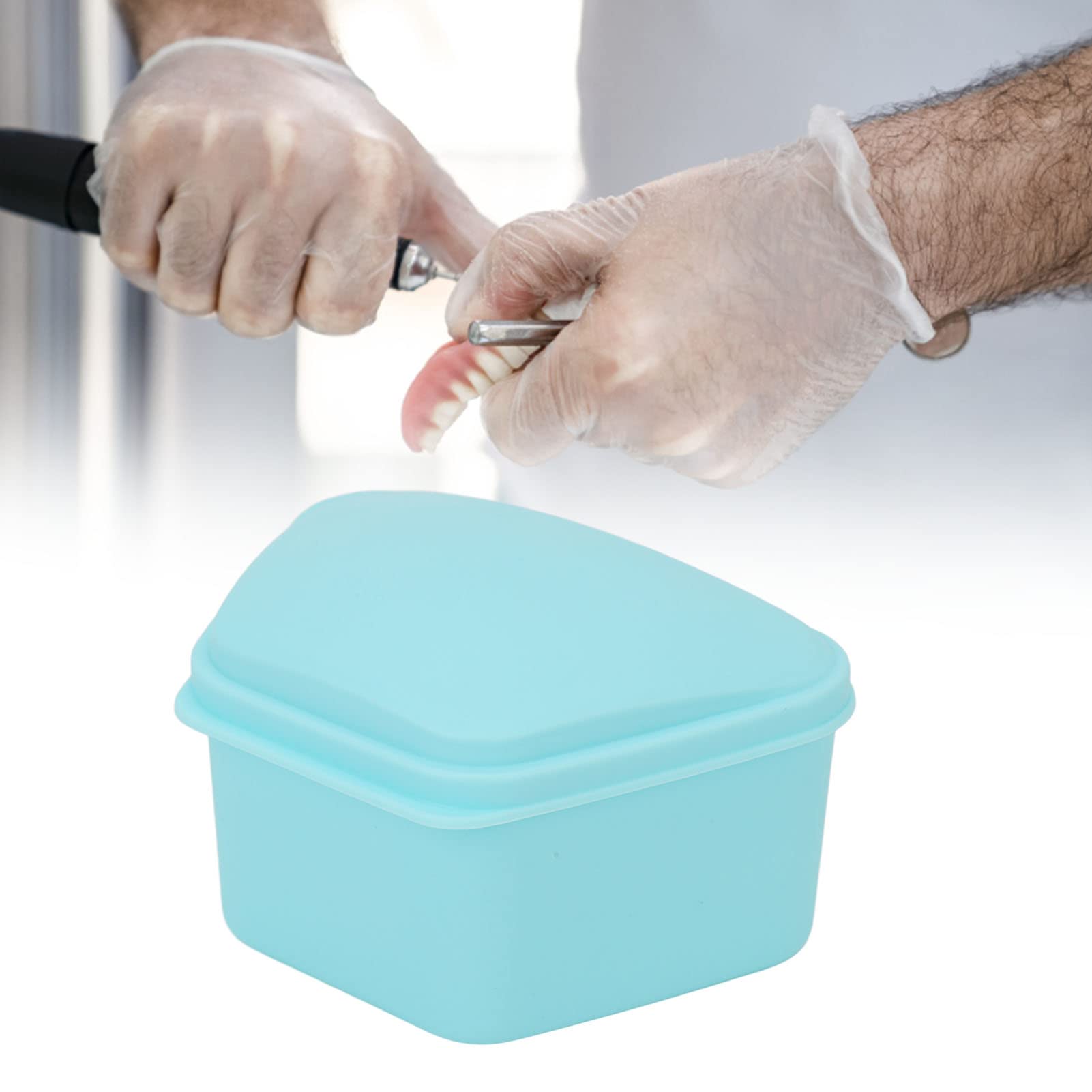 ANGGREK Trapezoid Retainer Case - Portable Denture Storage Box for Travel, Home & Office - Blue | Perfect for Nighttime Storage & On-the-Go Dental Care