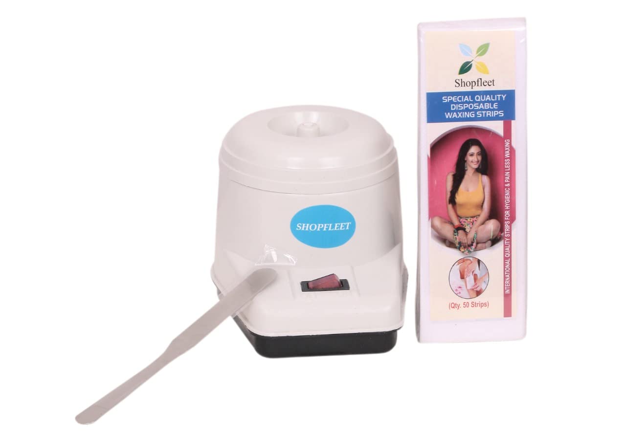 Premium Wax Heater Machine for Professional Hair Removal - Includes 90GSM Waxing Strips (50 Count) & Stainless Steel Wax Applicator Knife - Perfect for Salon, Spa & At-Home Waxing Kits