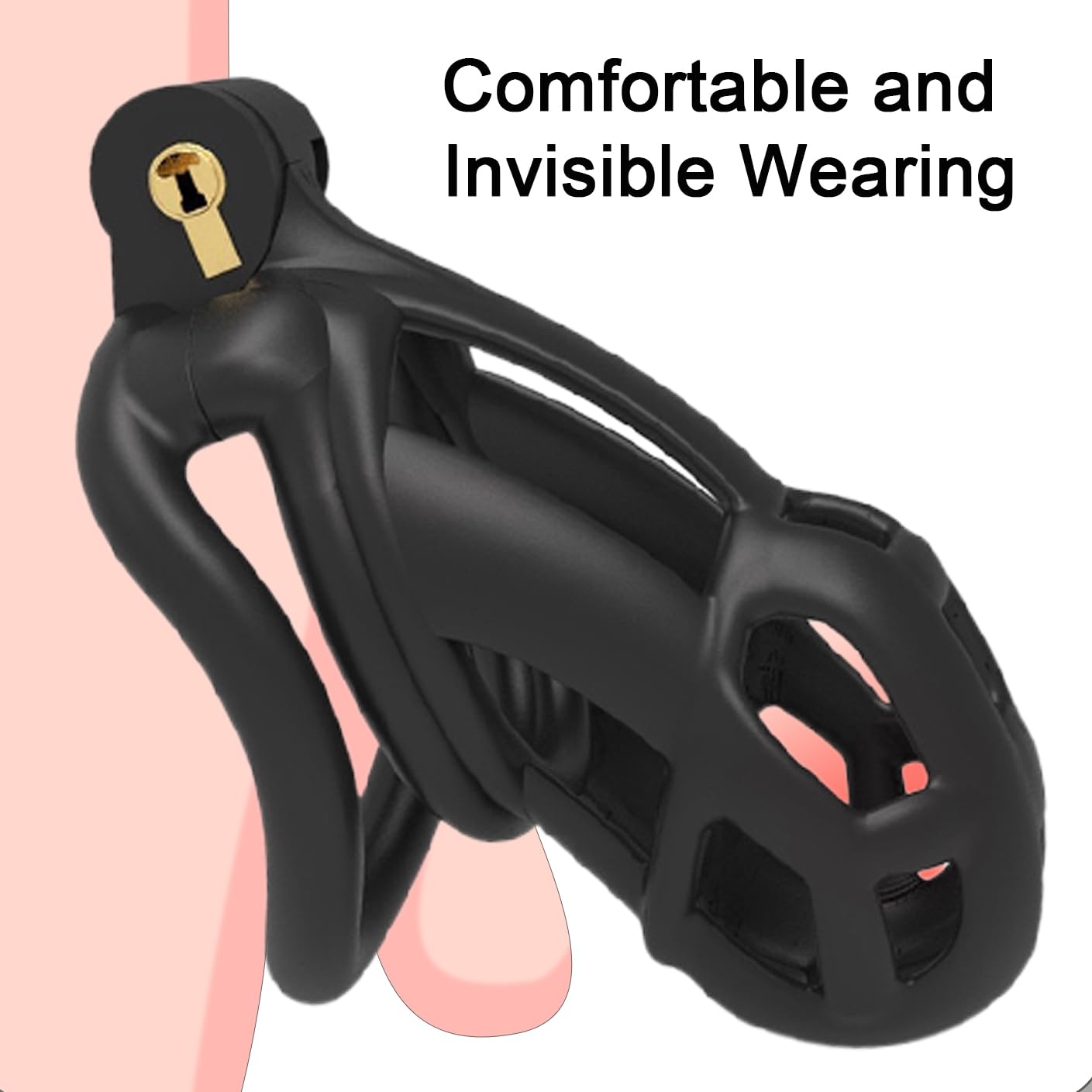 Cobra Male Chastity Cage 2.0 - Resin Cock Cage with 4 Adjustable Rings | Lightweight Penis Bondage Device for Men | BDSM Sex Toy for Couples Play, Locktober & Long-Term Wear (Small Size)