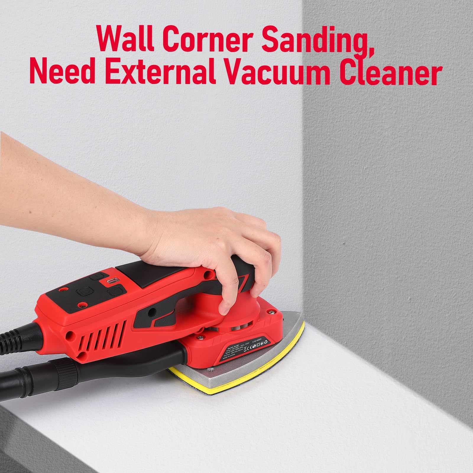 350W Brushless Electric Detail Sander Tool - 12 Sandpapers Included - Low Vibration Woodworking Sander for Sanding, Polishing & Carpentry - Perfect for DIY Projects, Furniture Repair & Home Renovation