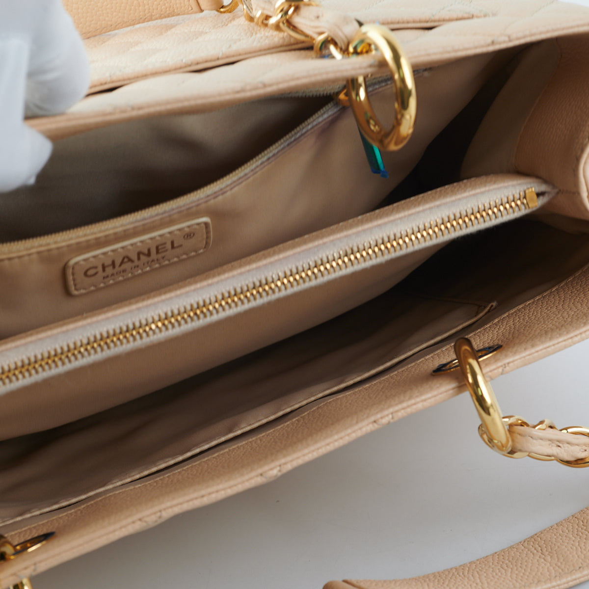 Chanel Caviar Leather Grand Shopping Tote GST Handbag in Beige - Luxury Designer Tote for Women, Perfect for Work, Travel & Everyday Use
