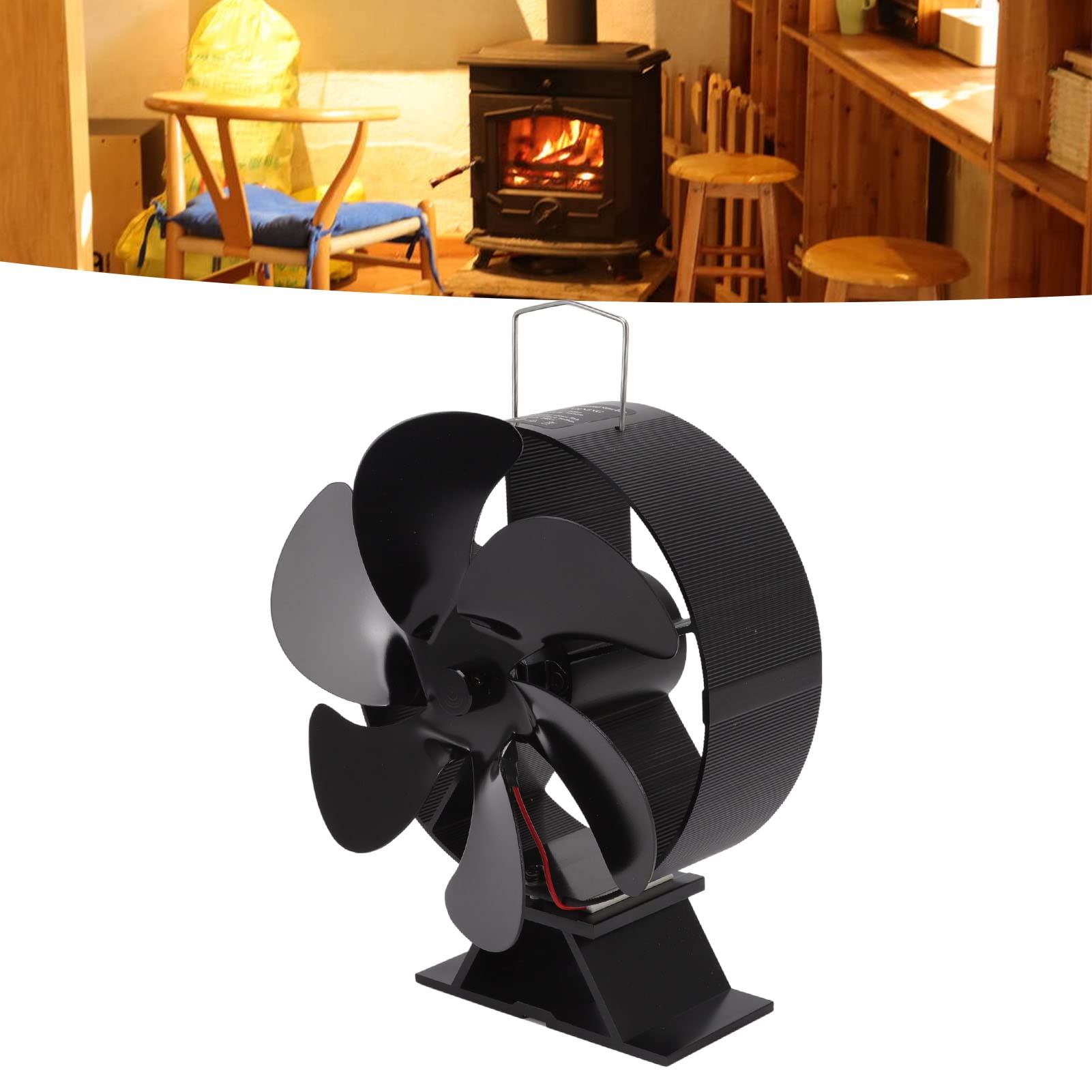 Topyond Self-Powered Fireplace Fan - 6 Blade Heat Powered Stove Fan for Wood Burning Fireplaces | Efficient Air Circulation & Thermodynamic Heat Resistant Design | Perfect for Living Rooms, Cabins & Winter Heating