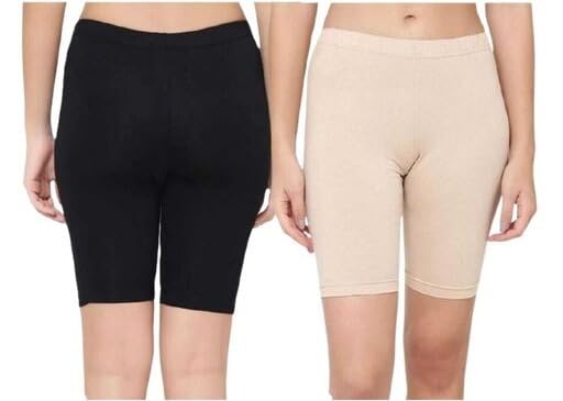 BMODE Women's Cotton Slip Shorts - Anti-Chafing Boyshorts for Yoga, Cycling & Everyday Wear | Breathable Underskirt Safety Shorts | Pack of 2 | Perfect for Workouts, Dresses & Active Lifestyle