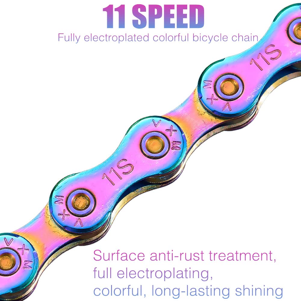 11-Speed Rainbow Bicycle Chain - 1/2