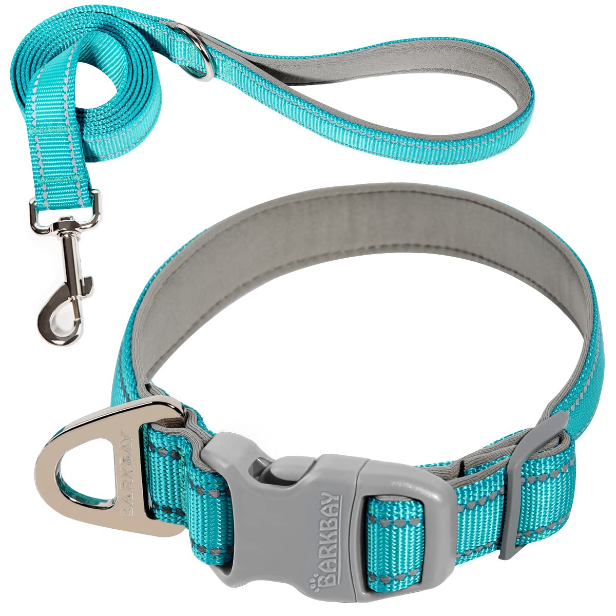 Reflective Dog Collar and Leash Set - Soft Neoprene Padded 2-Pack for Small, Medium & Large Dogs (Blue, Small) | Perfect for Night Walks, Training & Outdoor Adventures