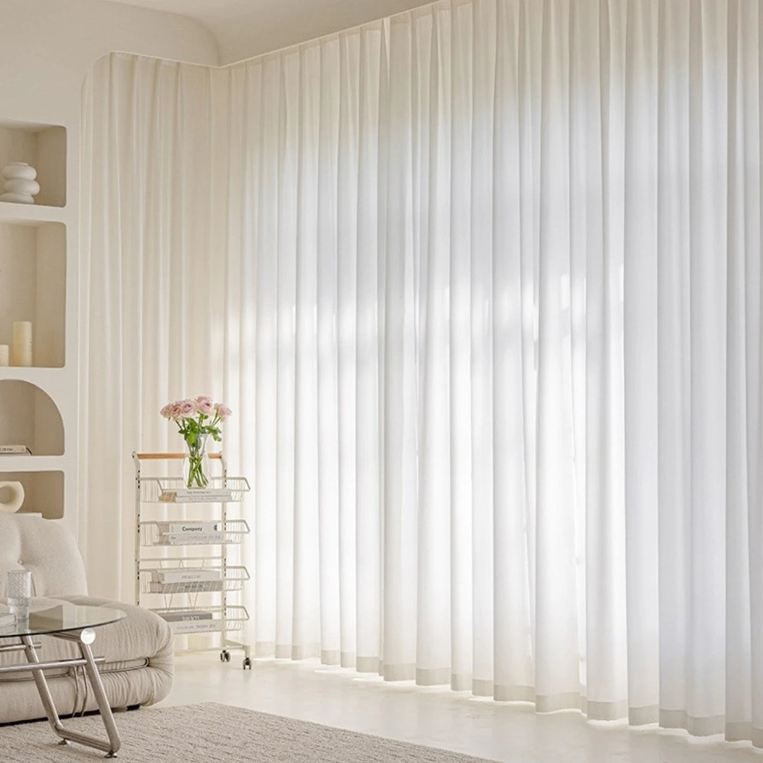 Flame Retardant White Sheer Gauze Curtains - Custom Size Victoria Style Window Drapes for Living Room, Bedroom & Nursery Decor