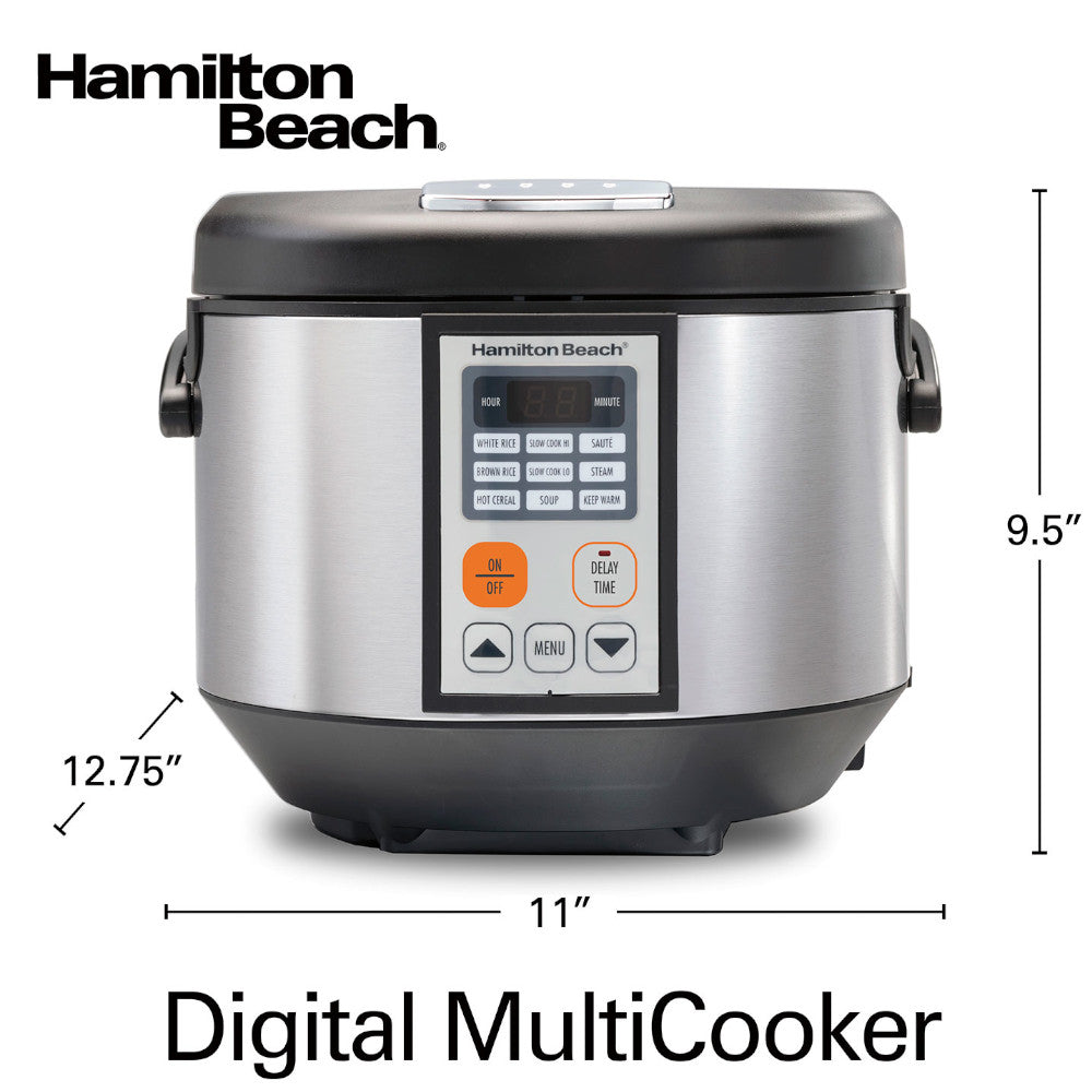 Hamilton Beach 4.5 Quart Digital Multi Cooker - Slow Cooker, Rice Cooker, Steamer & Food Warmer (37523) - Perfect for Family Dinners, Meal Prep & Entertaining