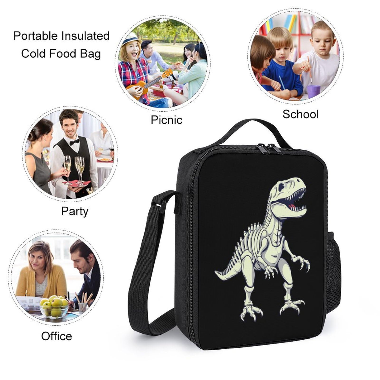 Dinosaur Skeleton T-Rex Backpack Set - 3 Piece School & Travel Backpack Combo with 17 Inch Laptop Compartment, Lunch Box & Pencil Case | Perfect for Students, Camping & Daily Use