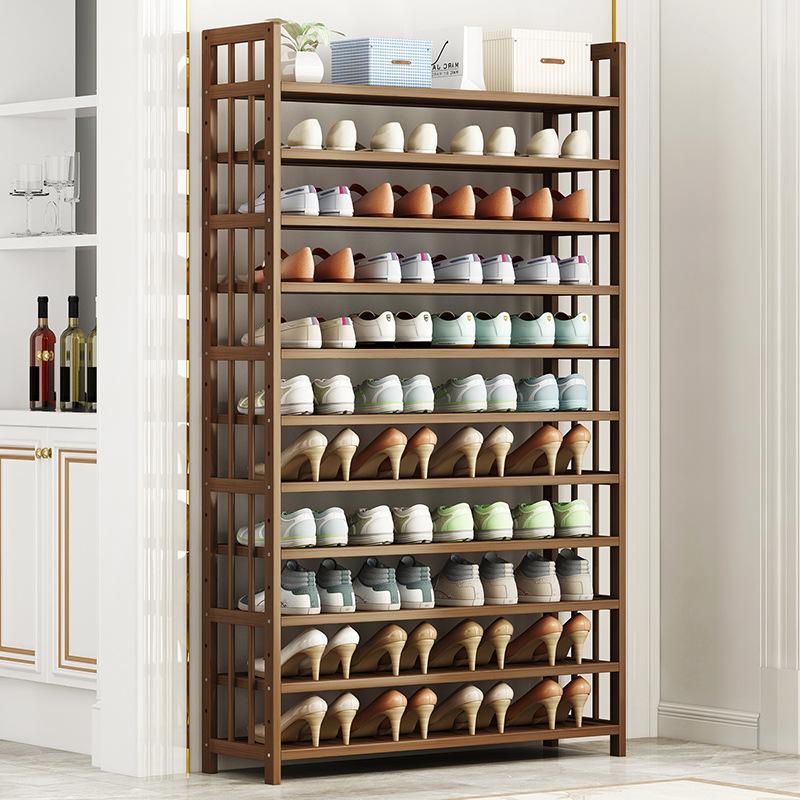 10-Tier Bamboo Shoe Rack Organizer - Space Saving Corner Storage Shelf for Entryway, Closet & Bedroom Organization