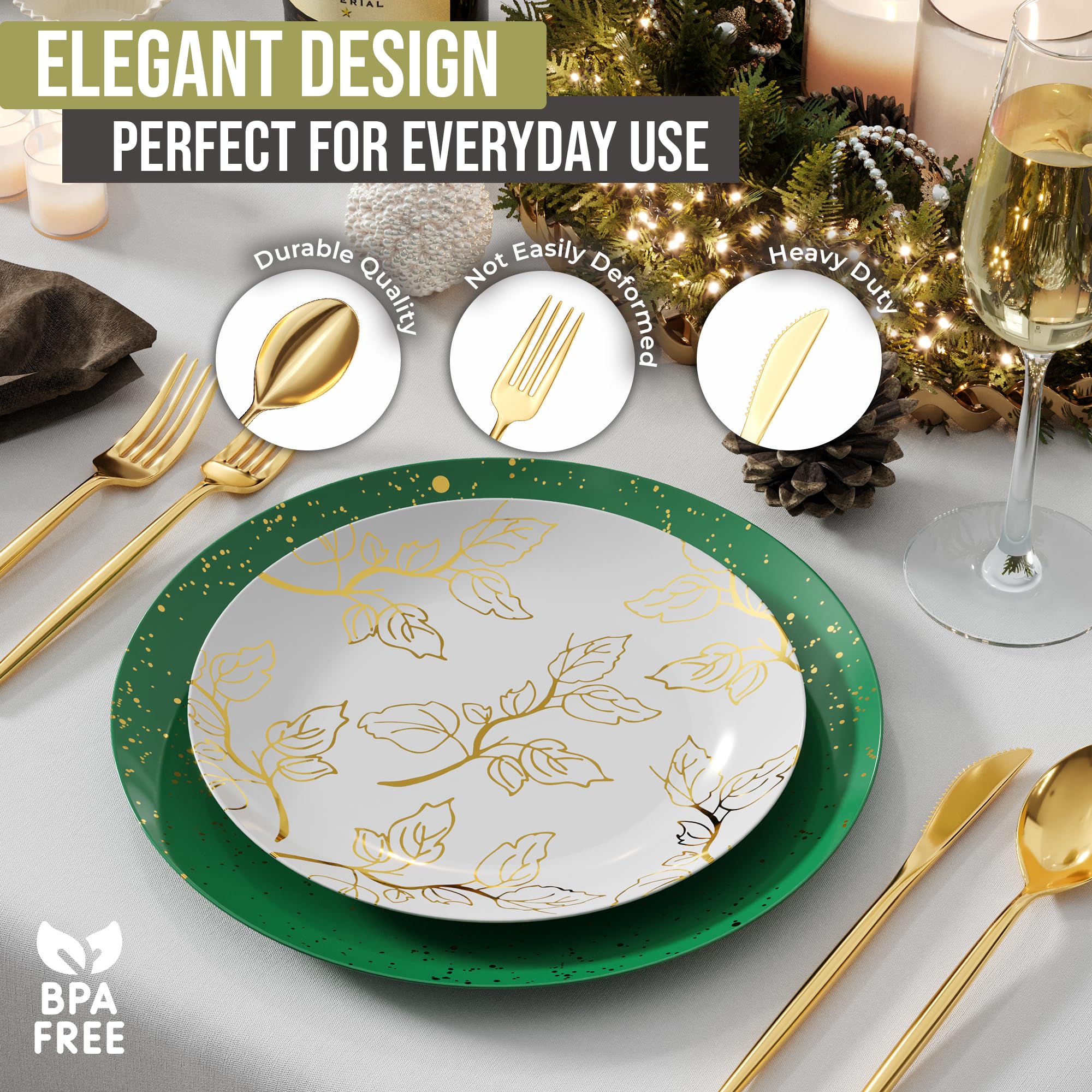 Premium 120-Pack Gold Plastic Cutlery Set - Disposable Forks, Knives & Soup Spoons for Parties, Events & Catering | Elegant Disposable Silverware for Weddings, BBQs & Picnics | Trendables