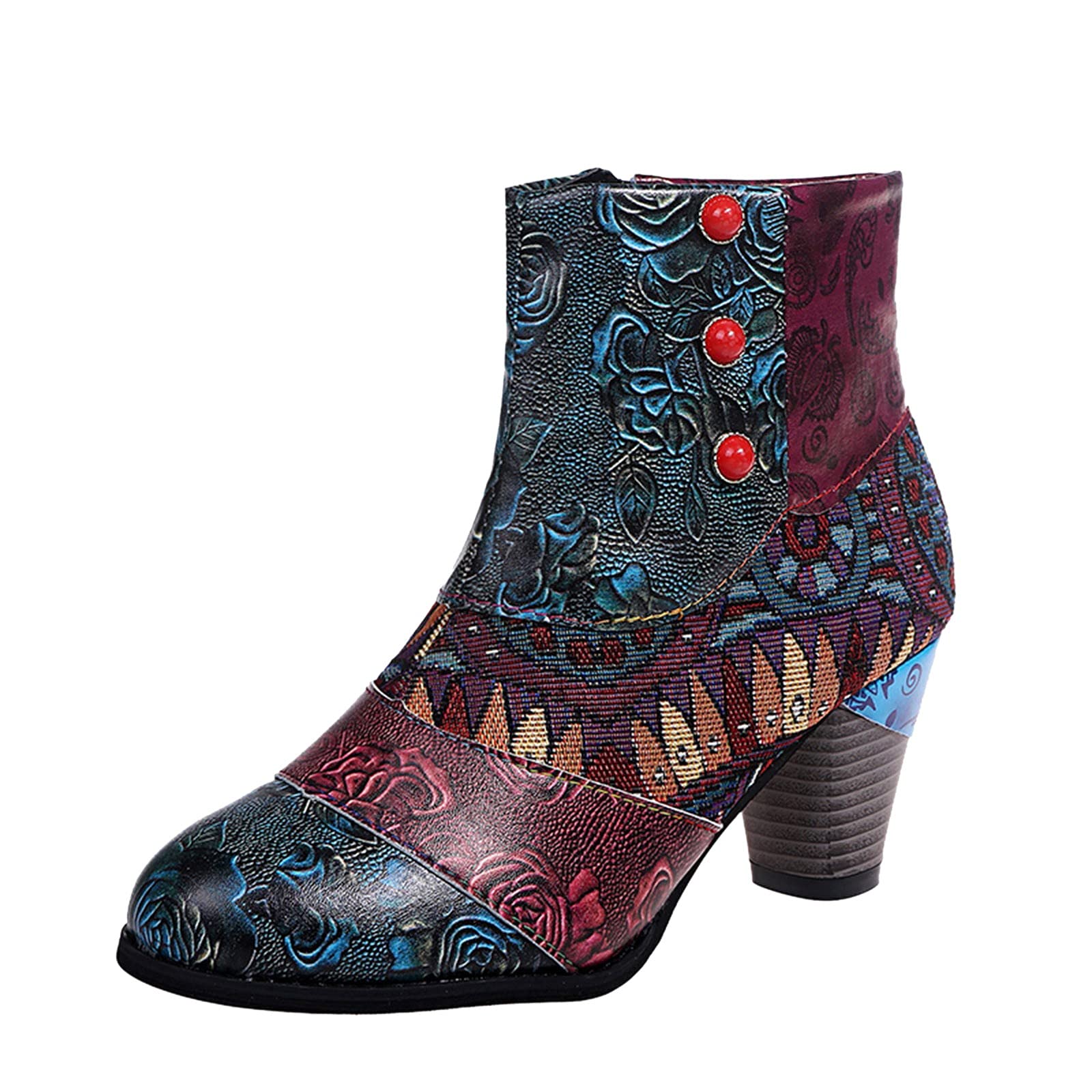 Fashion Women's Chunky Heel Ankle Boots - Breathable Retro Zipper Design for Comfort & Style | Perfect for Office, Party & Casual Outfits