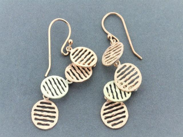 2 Mini Mesh Disc Drop Earrings - Silver & Rose Gold for Women, Elegant Dangle Earrings for Party, Wedding & Everyday Wear