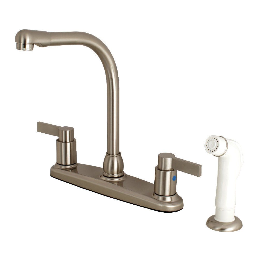 Kingston Brass FB2758NDL NuvoFusion 8 Inch Centerset Kitchen Faucet with Pull Down Sprayer - Modern Sink Faucet for Home Kitchen Renovation & Dishwashing