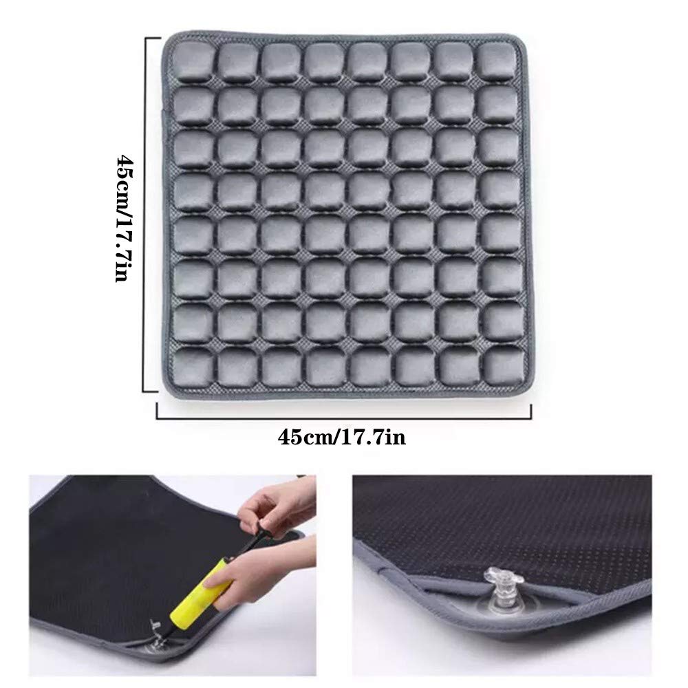 Inflatable Air Cushion for Car Seat & Wheelchair - 17x17in Breathable Non-Slip Pad with Pump - Home, Office & Travel Comfort Support - Relieves Back Pain & Pressure Sores