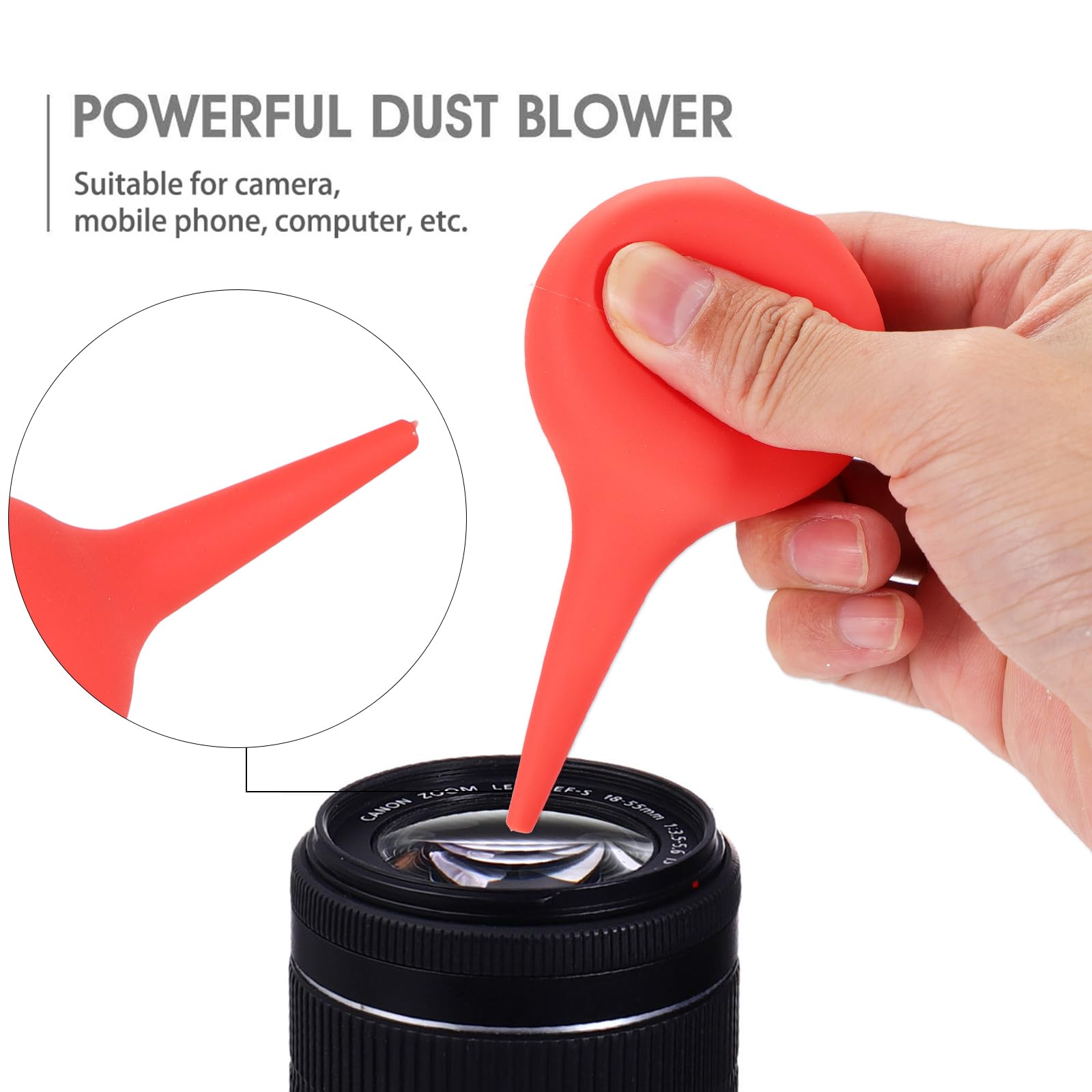 EXCEART Ear Wax Removal Cleaner - 60ml Rubber Air Blower Pump for Ear Cleaning, Camera Lens, Watch, Keyboard & Hearing Aid Maintenance (Red) - Perfect for Home, Office & Photography Use