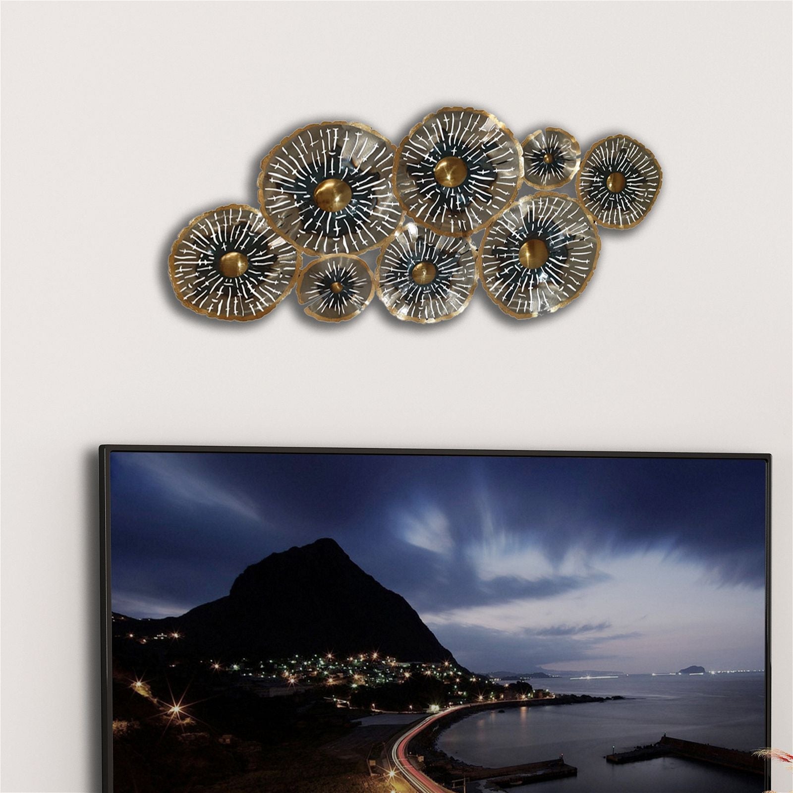 Ocean Cloud Wall Art Metal Flowers by Urban Style - Modern Home Decor for Living Room, Bedroom & Office - Handcrafted Metal Floral Decor for Coastal & Boho Interiors