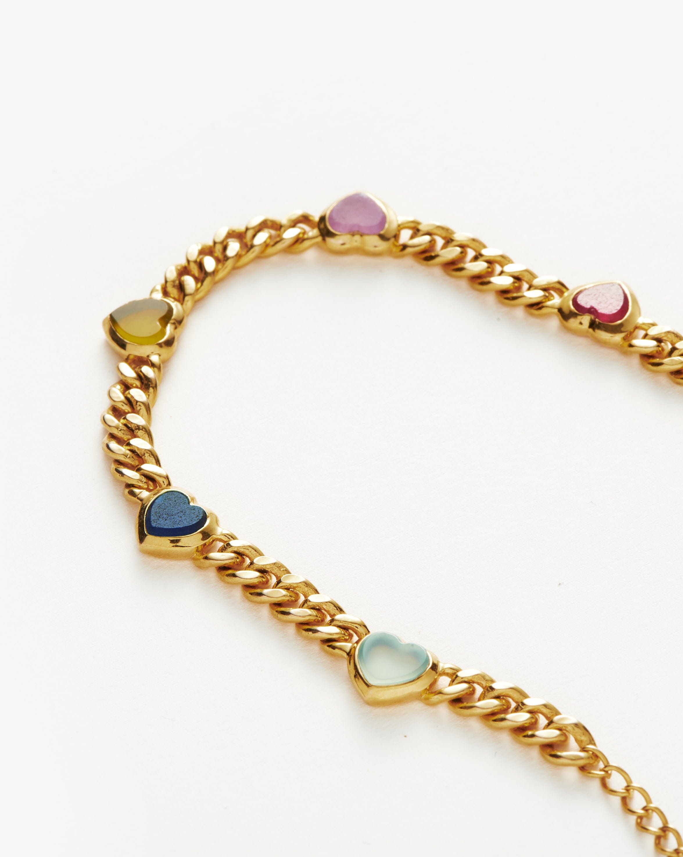 18k Gold Plated Jelly Heart Gemstone Charm Bracelet with Multi Quartz - Elegant Jewelry for Women, Perfect for Gifts, Parties, and Everyday Wear