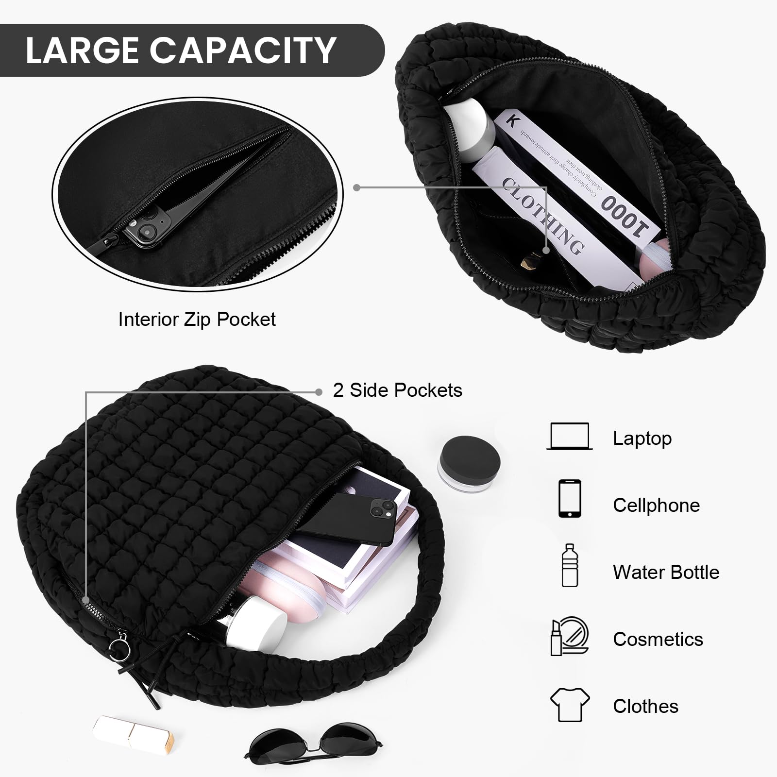 Stylish Quilted Tote Bag for Women - Large Lightweight Padded Shoulder Bag with Puffer Design - Perfect for Work, Travel, Shopping & Daily Use