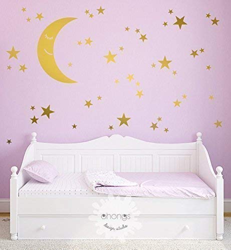 Moon & Stars Wall Decal for Kids Room & Nursery Decor