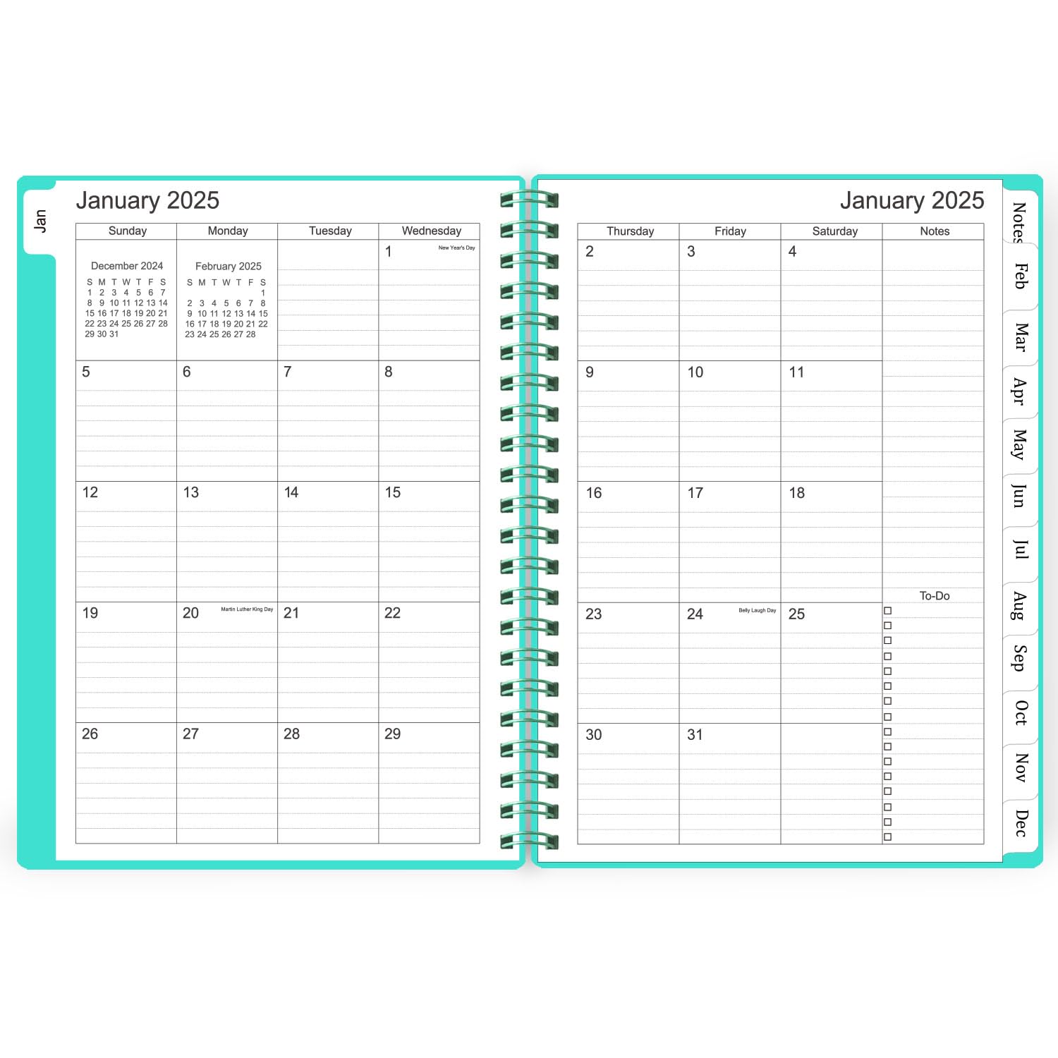 2025 Planner - Tiankool Weekly & Monthly Organizer with 12 Tabs, Elastic Closure, Inner Pocket (Jan-Dec 2025, 5.8