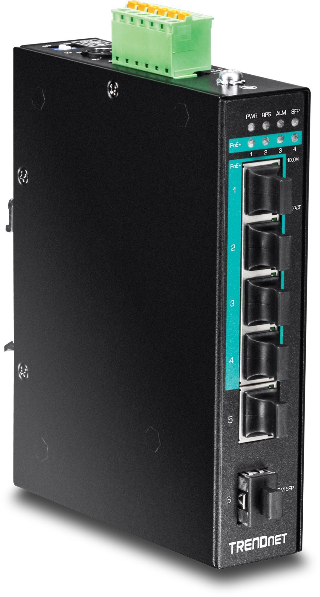 TRENDnet TI-PG541 5-Port Industrial Gigabit PoE+ DIN Rail Switch - 120W Power Budget, SFP Slot, IP30 Rated, Unmanaged Ethernet Network Switch (Renewed) - Ideal for Factory Automation, Surveillance Systems & Harsh Industrial Environments