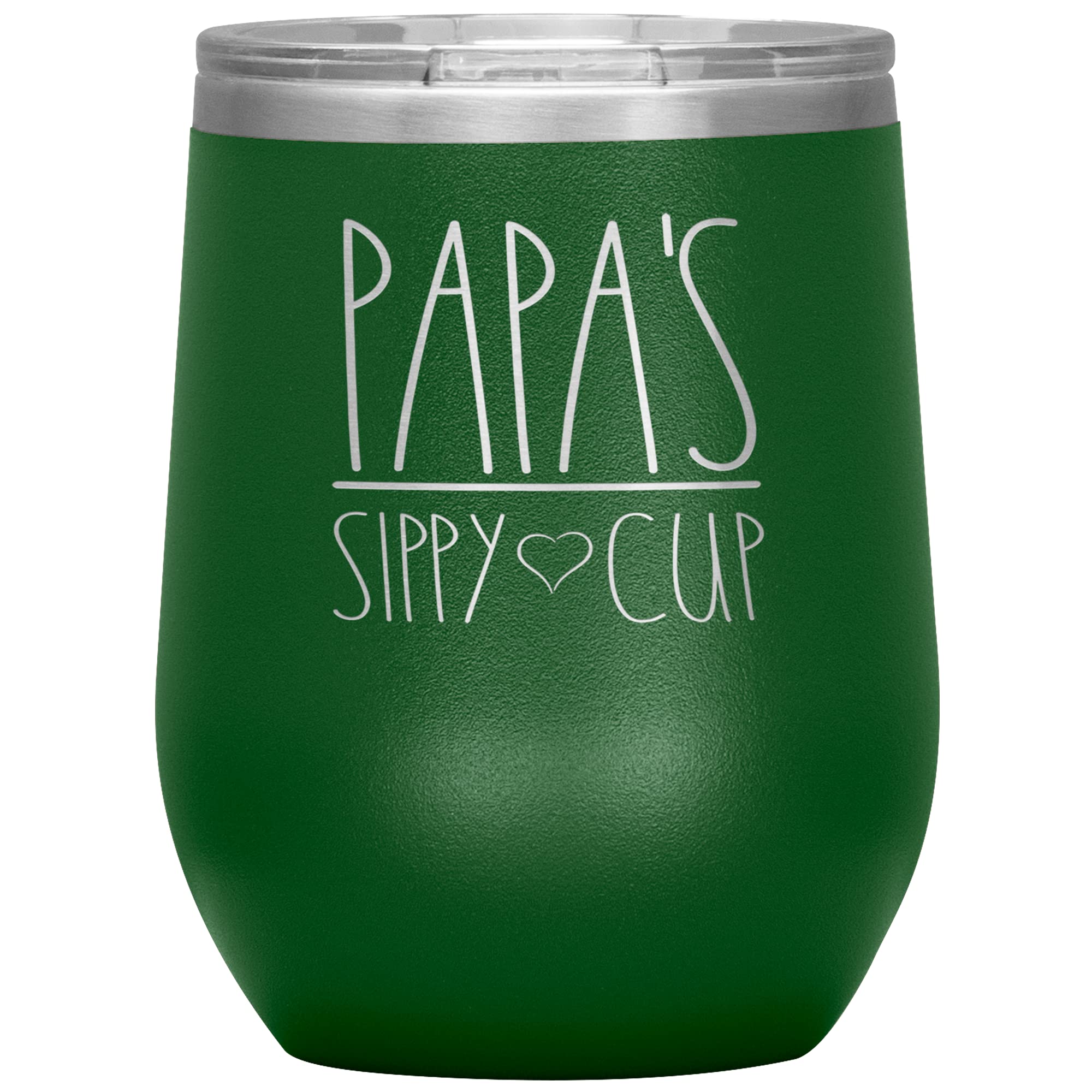 Papa's Sippy Cup Wine Tumbler - 12oz Insulated Stainless Steel Travel Mug with Lid (12 Colors) - Perfect Gift for Father's Day, Birthday & Dad-to-Be - Great for Coffee, Wine & Outdoor Activities