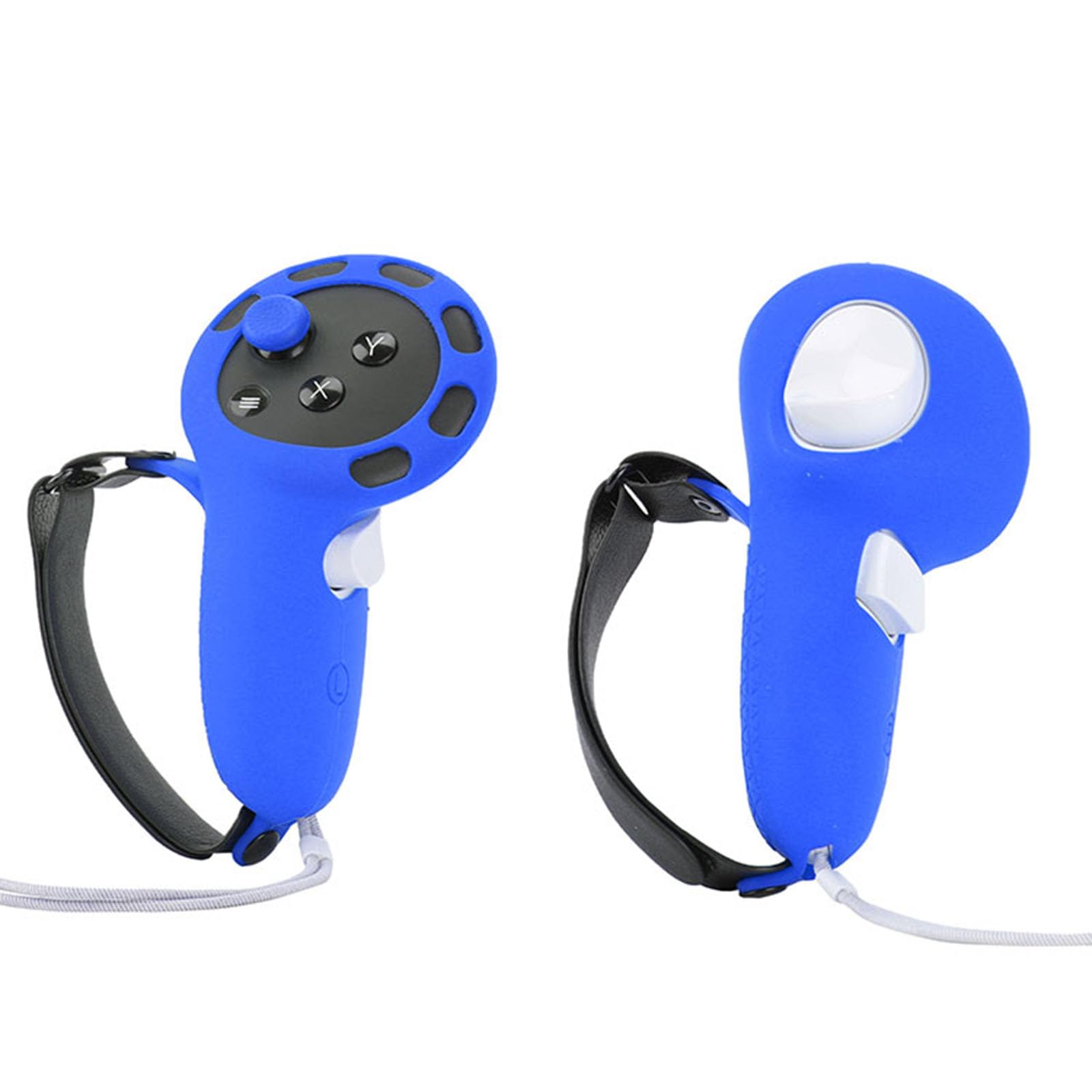 Non-Slip Silicone VR Controller Grips for Meta Quest 3 - Adjustable Strap & Joystick Cap Protective Cover (Blue) | Enhanced Grip for Immersive Gaming & VR Experiences