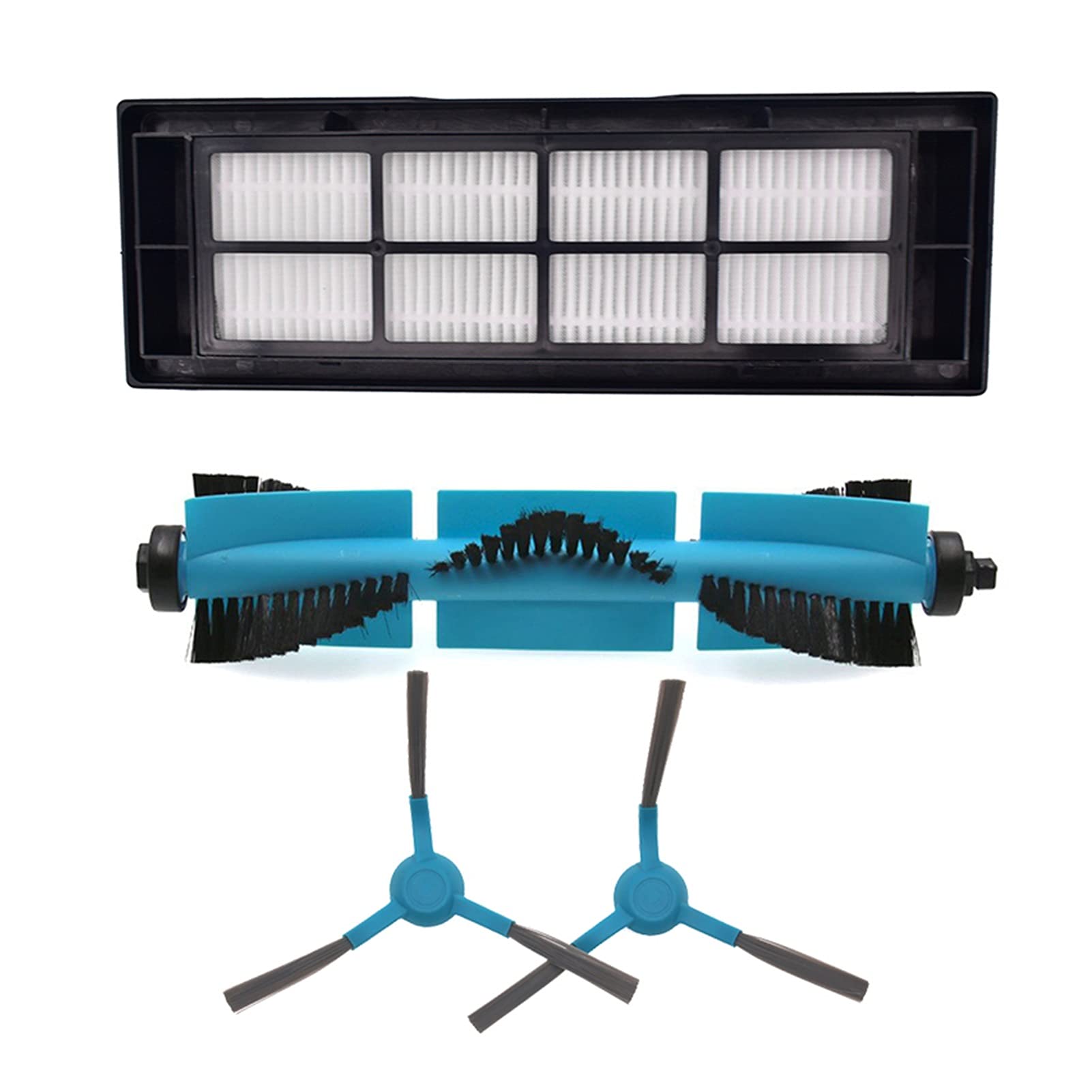 JIESITONG Robot Vacuum Cleaner Replacement Parts Kit - HEPA Filter, Main Brush & Side Brushes Compatible with Conga 3090 Series (Blue) - Perfect for Home Cleaning & Pet Hair Removal
